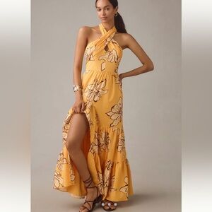 HUTCH FLORAL HALTER MAXI DRESS SIZE 0 MSRP $298.00 NWT